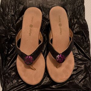 Lindsay Phillips Wedge Sandals with Black Switch Flop Straps 9